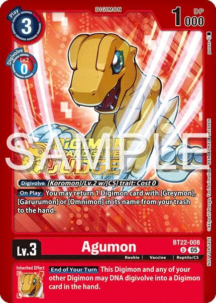 Agumon [Bt22-008] (Judge Pack 2025 Wave 2) [Cyber Eden] 1