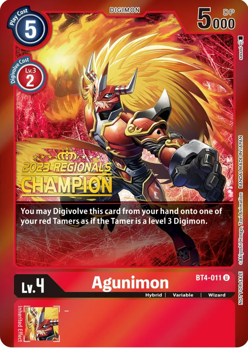 Agunimon [Bt4-011] (2023 Regionals Champion) [Great Legend Promos] 1