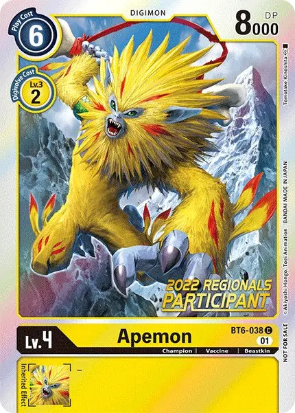 Apemon [Bt6-038] (2022 Championship Online Regional) (Online Participant) [Double Diamond Promos] 1