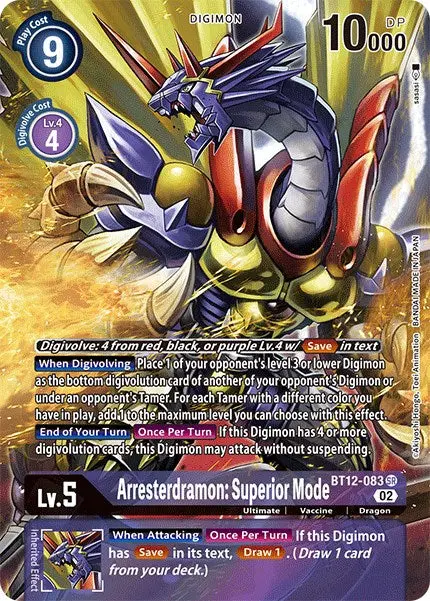 Arresterdramon: Superior Mode [Bt12-083] (Alternate Art) [Across Time] 1
