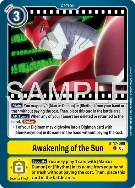 Awakening Of The Sun [Bt17-099] (Foil Reprint) [Advanced Booster Digimon Generation] 1