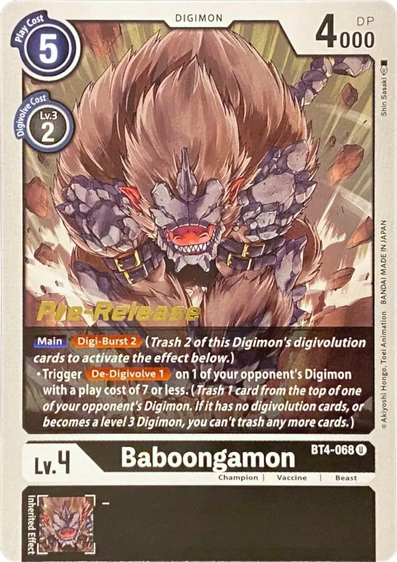 Baboongamon [Bt4-068] [Great Legend Pre-Release Promos] 1