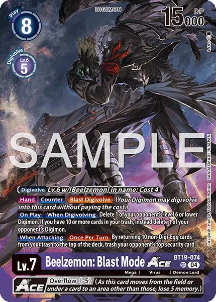 Beelzemon: Blast Mode Ace [Bt19-074] (Limited Card Pack -Billion Bullet-) [Limited Card Pack -Billion Bullet-] 1
