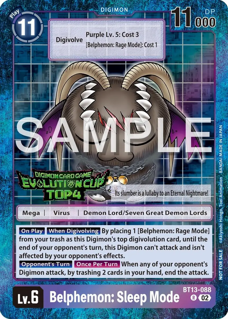 Belphemon: Sleep Mode [Bt13-088] (2024 Evolution Cup Top 4) [Versus Royal Knights Booster Promos] 1