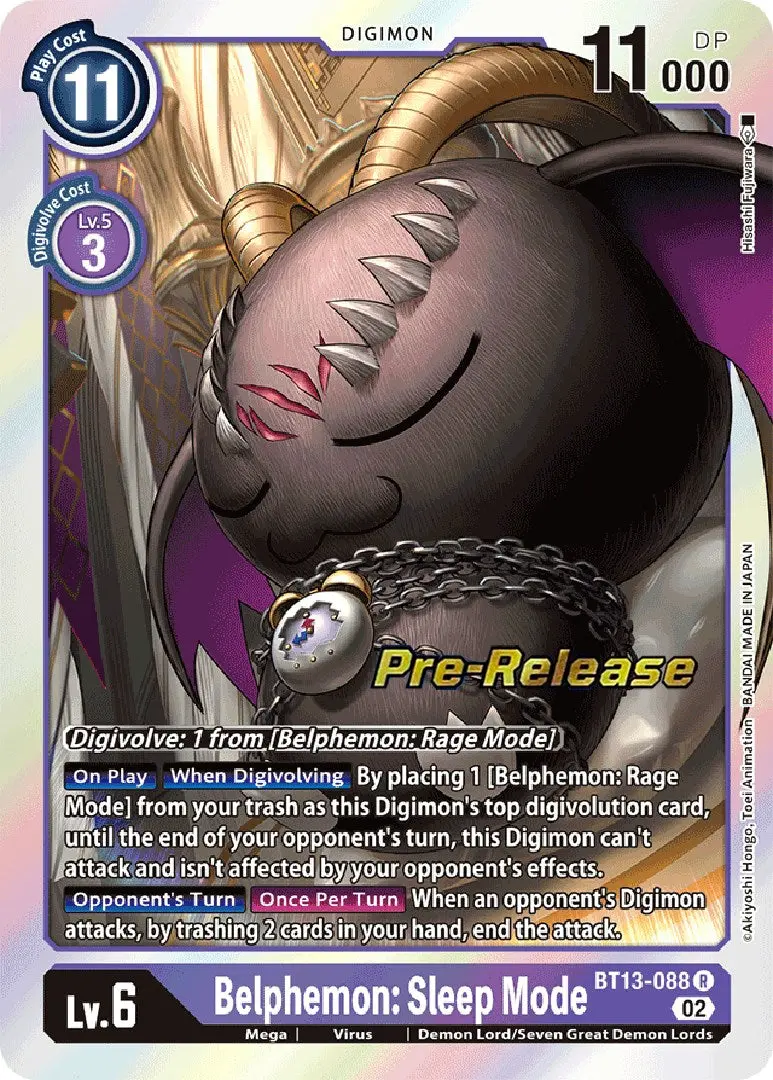 Belphemon: Sleep Mode [Bt13-088] [Versus Royal Knights Booster Pre-Release Cards] 1