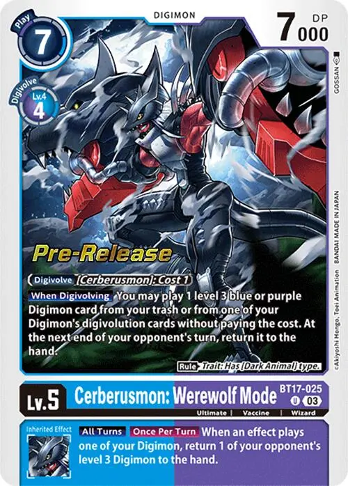 Cerberusmon: Werewolf Mode [Bt17-025] [Secret Crisis Pre-Release Cards] 1