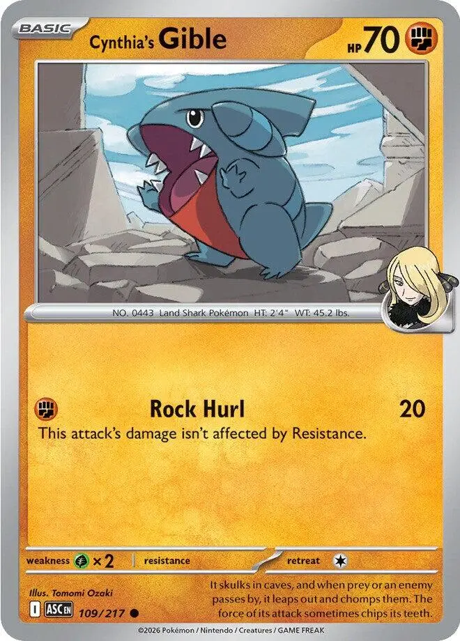 Cynthia's Gible (109/217) [Mega Evolution: Ascended Heroes] 1