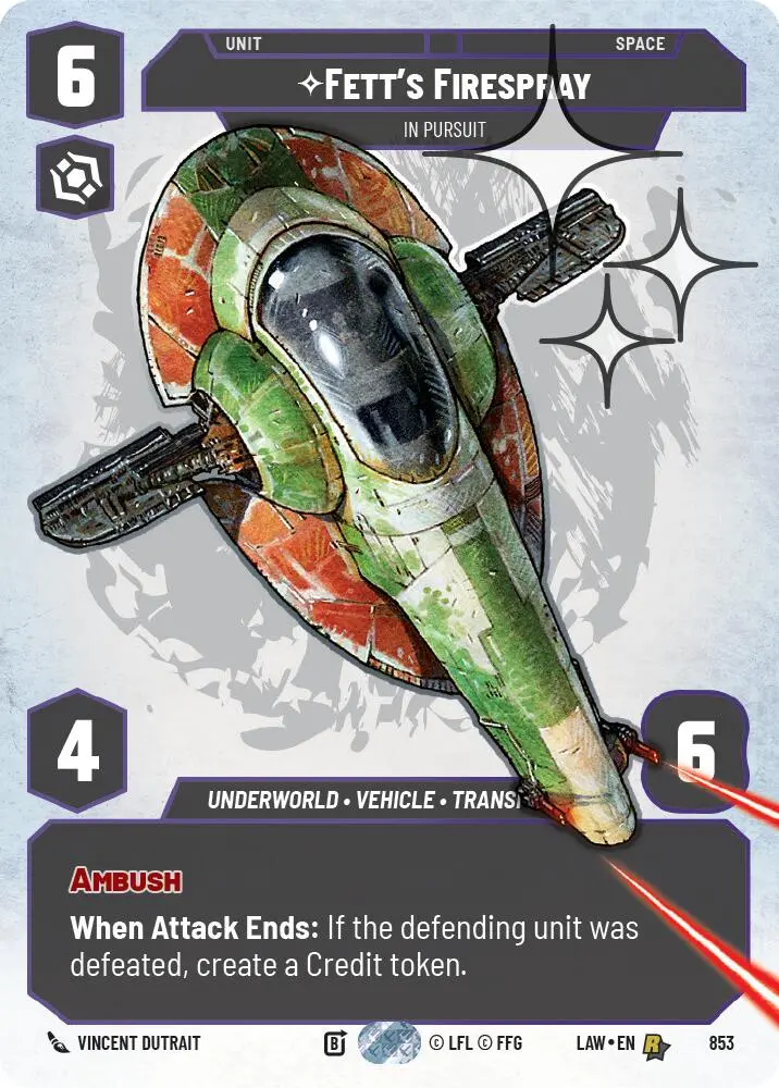 Fett's Firespray - In Pursuit (Prestige Foil) (853) (853) [A Lawless Time] 1