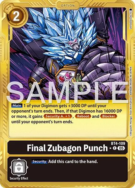 Final Zubagon Punch [Bt4-109] (Gold Border) [Advanced Booster Digimon Generation] 1