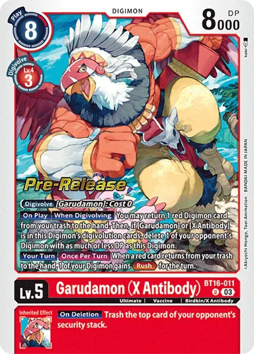 Garudamon (X Antibody) [Bt16-011] [Beginning Observer Pre-Release Promos] 1