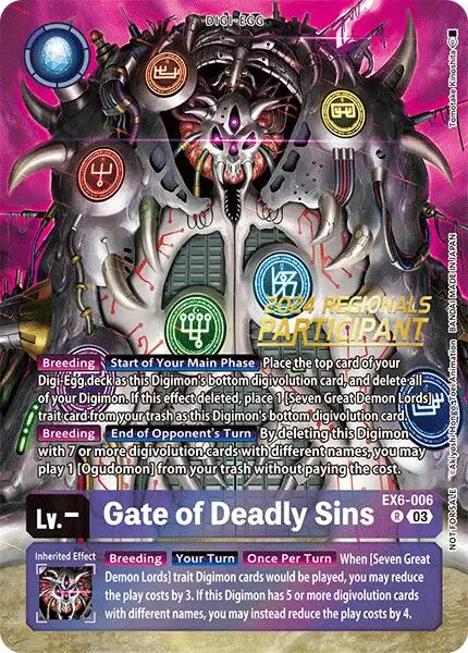 Gate Of Deadly Sins [Ex6-006] (2024 Regionals Participant) [Infernal Ascension] 1