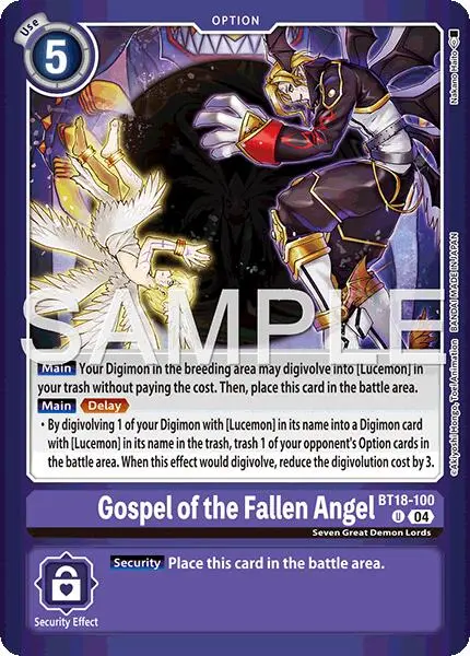 Gospel Of The Fallen Angel [Bt18-100] (Limited Card Pack -Billion Bullet-) [Limited Card Pack -Billion Bullet-] 1
