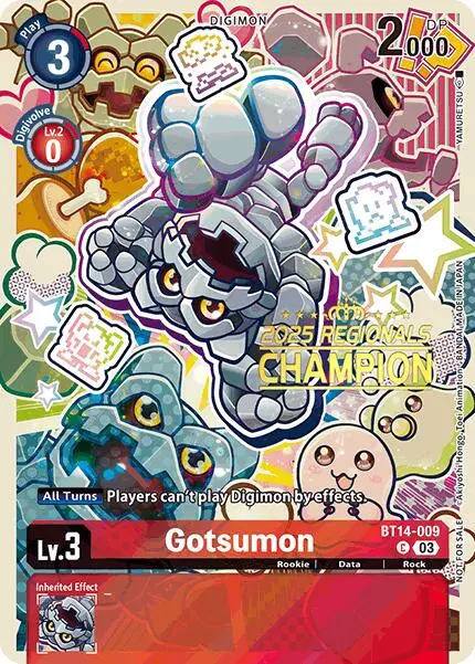 Gotsumon [Bt14-009] (2025 Regionals Champion) [Blast Ace Promos] 1