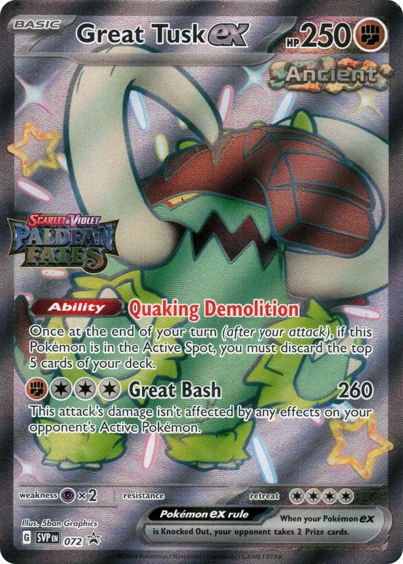 Great Tusk Ex (072) (Paldean Fates Stamped) [Scarlet & Violet: Paldean Fates] 1