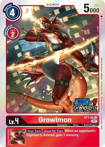 Growlmon [St7-05] (Dc-1 2022 Stamped) [Starter Deck: Gallantmon Promos] 1