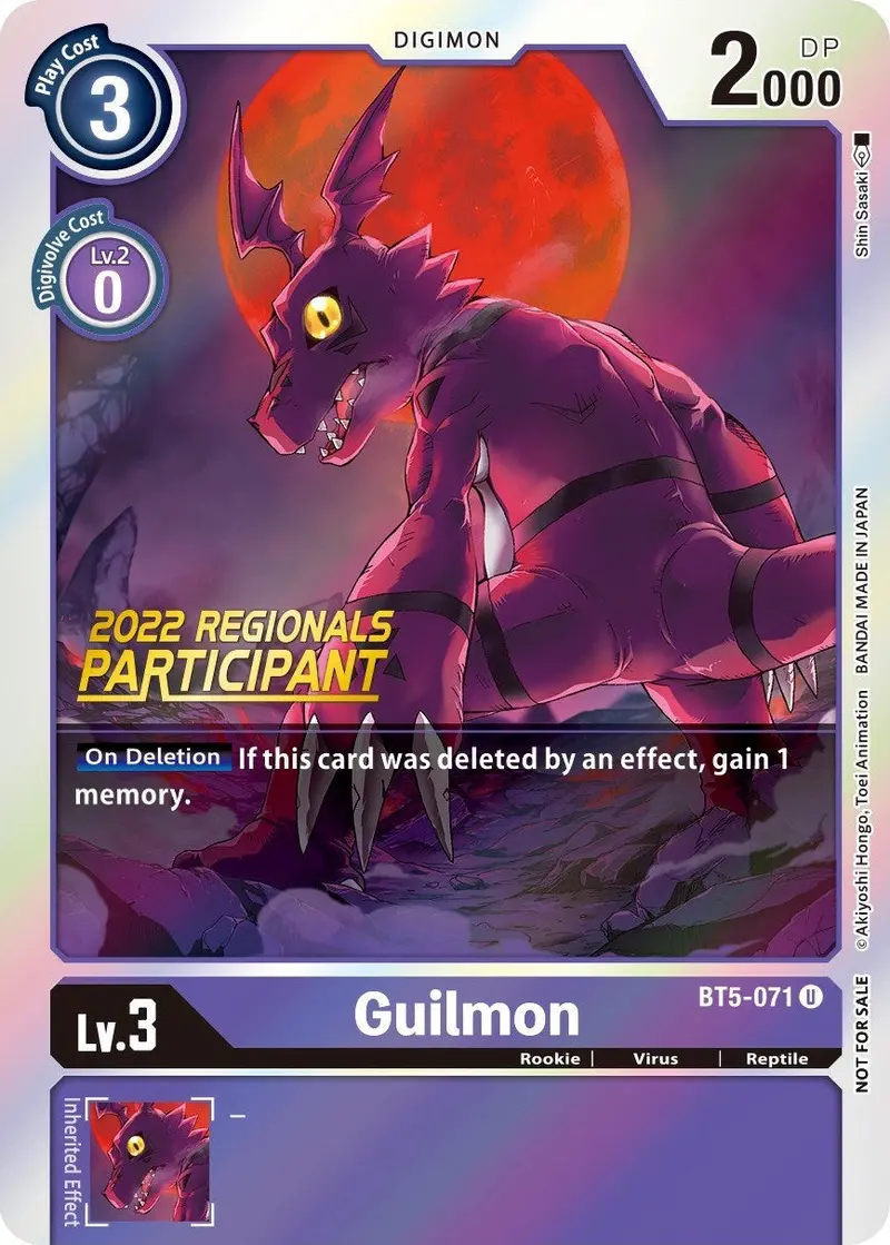Guilmon [Bt5-071] (2022 Championship Offline Regional) (Online Participant) [Battle Of Omni Promos] 1