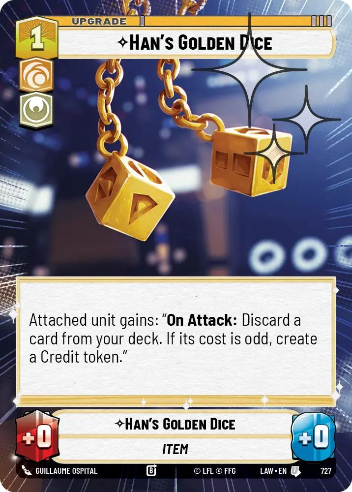 Han's Golden Dice (727) (Hyperspace Foil) (727) [A Lawless Time] 1