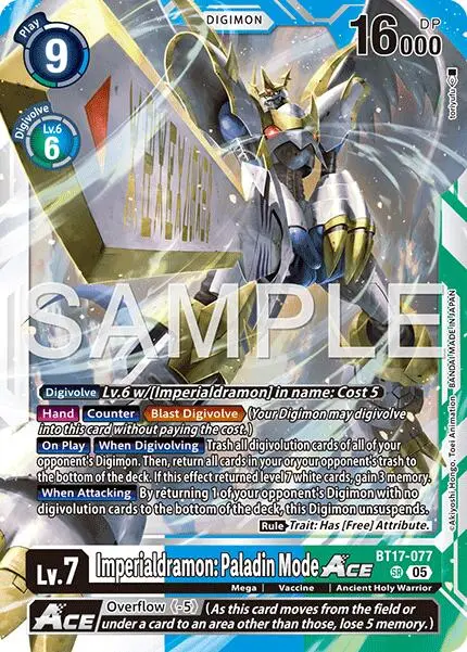 Imperialdramon: Paladin Mode Ace [Bt17-077] (Reprint) [Advanced Booster Digimon Generation] 1