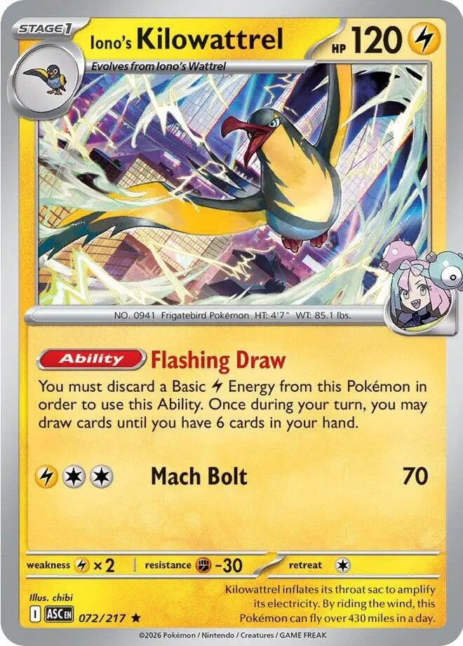 Iono's Kilowattrel (072/217) [Mega Evolution: Ascended Heroes] 1