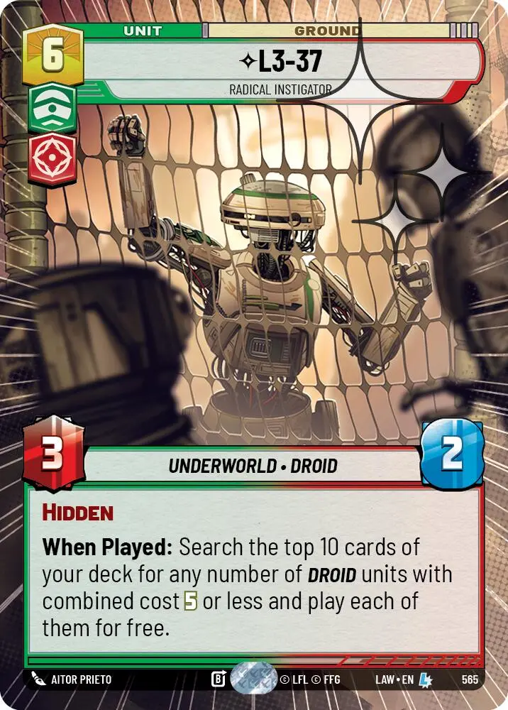 L3-37 - Radical Instigator (565) (Hyperspace Foil) (565) [A Lawless Time] 1