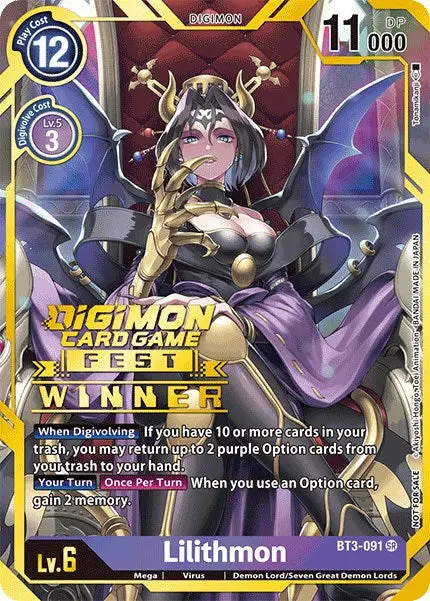Lilithmon [Bt3-091] (Digimon Card Game Fest 2022 Winner) [Release Special Booster Promos] 1