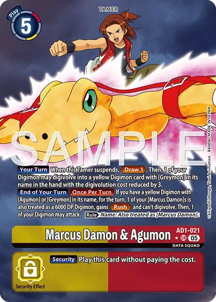 Marcus Damon & Agumon [Ad1-021] (Alternate Art) [Advanced Booster Digimon Generation] 1