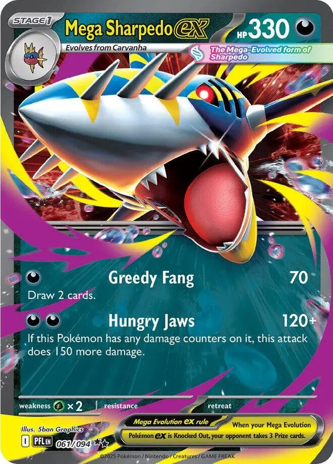 Mega Sharpedo Ex (061/094) [Mega Evolution: Phantasmal Flames] 1