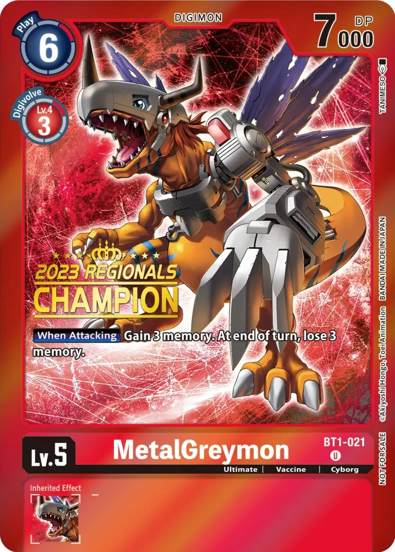 Metalgreymon [Bt1-021] (2023 Regionals Champion) [Release Special Booster Promos] 1