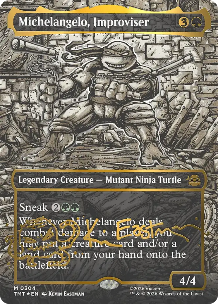 Michelangelo, Improviser (Borderless) (Gold-Stamped Signature) [Teenage Mutant Ninja Turtles] 1