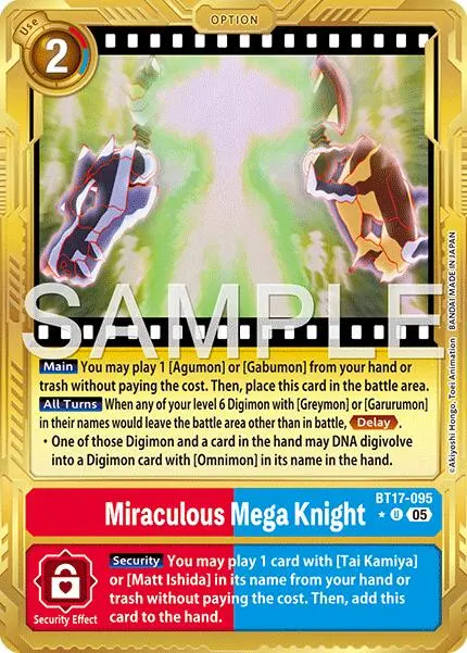 Miraculous Mega Knight [Bt17-095] (Gold Border) [Advanced Booster Digimon Generation] 1
