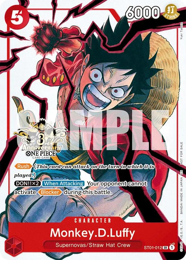 Monkey.D.Luffy (St01-012) (3Rd Anniversary Tournament 3 Brothers Pack) [Carrying On His Will: 3Rd Anniversary Tournament Cards] 1
