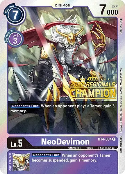 Neodevimon [Bt4-084] (2022 Championship Online Regional) (Online Champion) [Great Legend Promos] 1