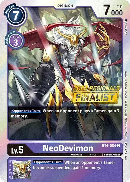 Neodevimon [Bt4-084] (2022 Championship Online Regional) (Online Finalist) [Great Legend Promos] 1