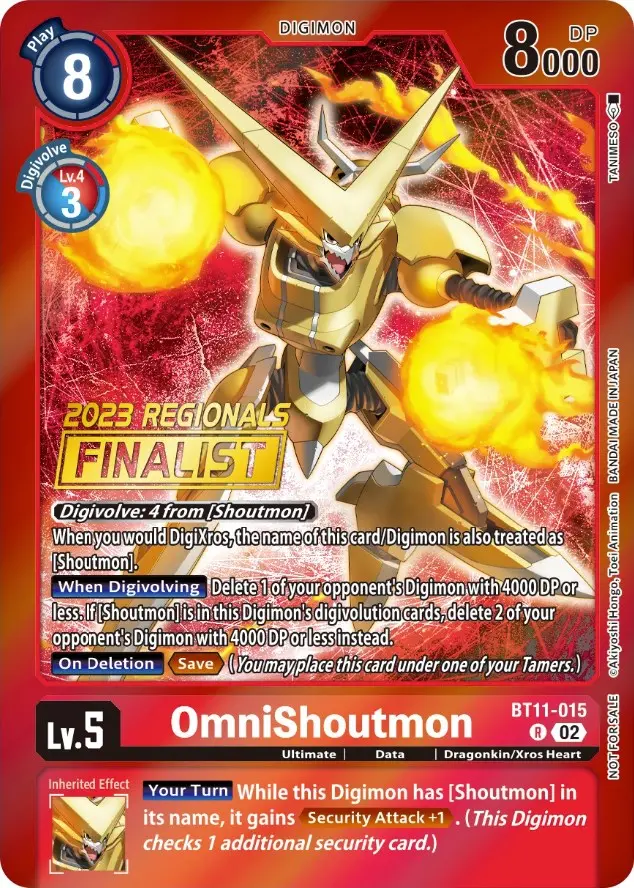 Omnishoutmon [Bt11-015] (2023 Regionals Finalist) [Dimensional Phase Promos] 1