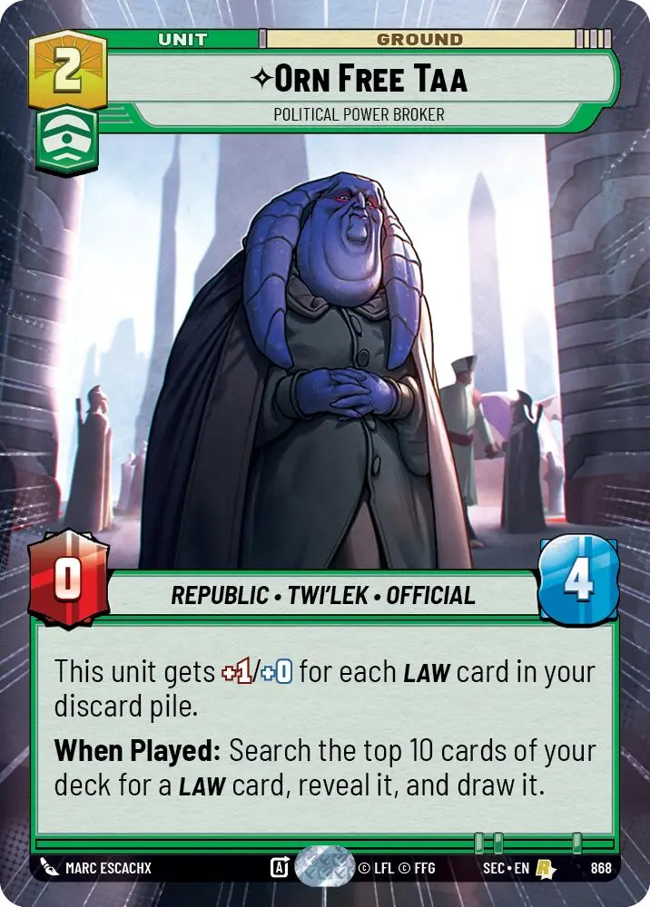 Orn Free Taa - Political Power Broker (Hyperspace Foil) (868) (868) [Secrets Of Power] 1