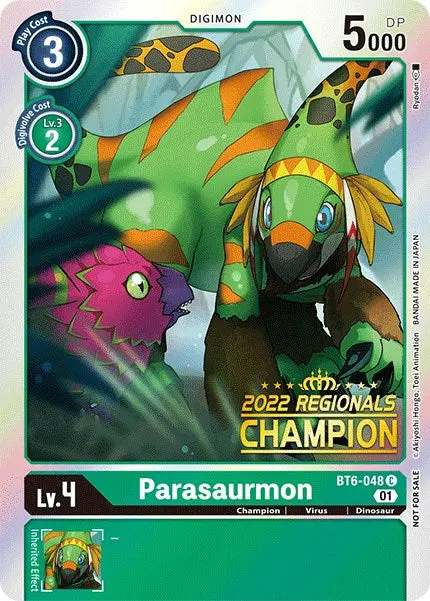 Parasaurmon [Bt6-048] (2022 Championship Online Regional) (Online Champion) [Double Diamond Promos] 1