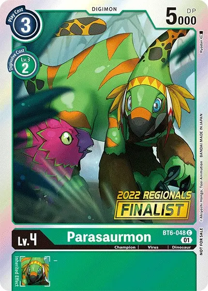 Parasaurmon [Bt6-048] (2022 Championship Online Regional) (Online Finalist) [Double Diamond Promos] 1