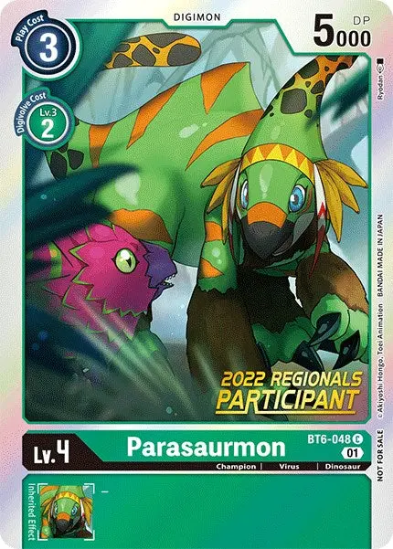 Parasaurmon [Bt6-048] (2022 Championship Online Regional) (Online Participant) [Double Diamond Promos] 1