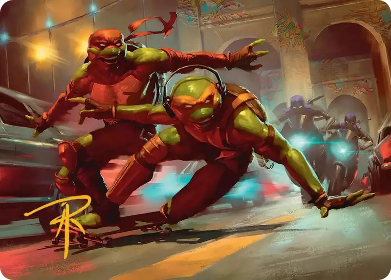 Raph & Mikey, Troublemakers Art Card (Gold-Stamped Signature) [Teenage Mutant Ninja Turtles Art Series] 1