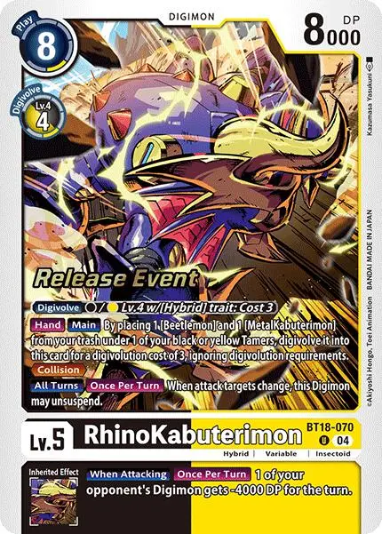 Rhinokabuterimon [Bt18-070] [Release Special Booster Ver.2.0 Promos] 1