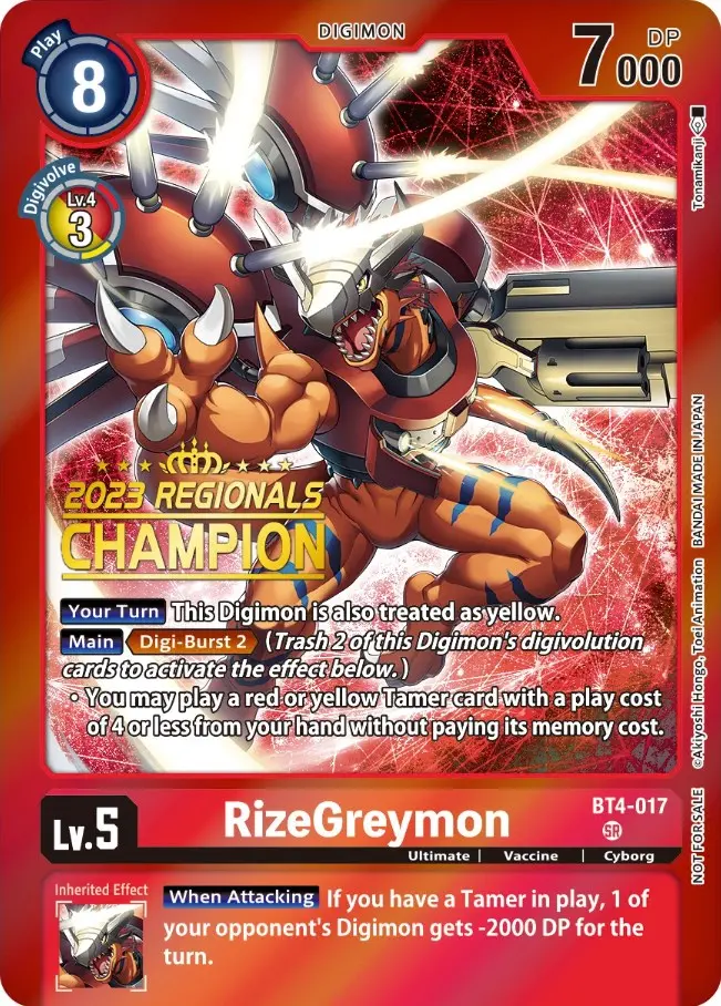 Rizegreymon [Bt4-017] (2023 Regionals Champion) [Great Legend Promos] 1