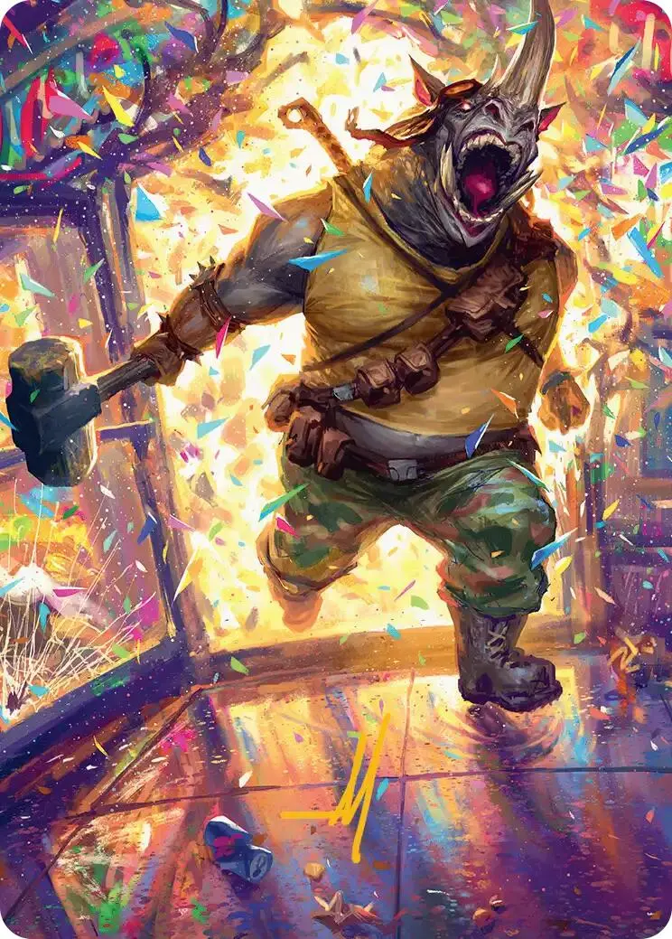 Rocksteady, Rowdy Rhino Art Card (Gold-Stamped Signature) [Teenage Mutant Ninja Turtles Art Series] 1