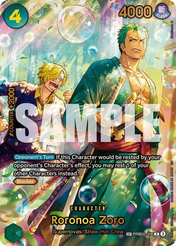 Roronoa Zoro (Prb02-006) (Sp) (Alternate Art) [The Azure Sea's Seven] 1