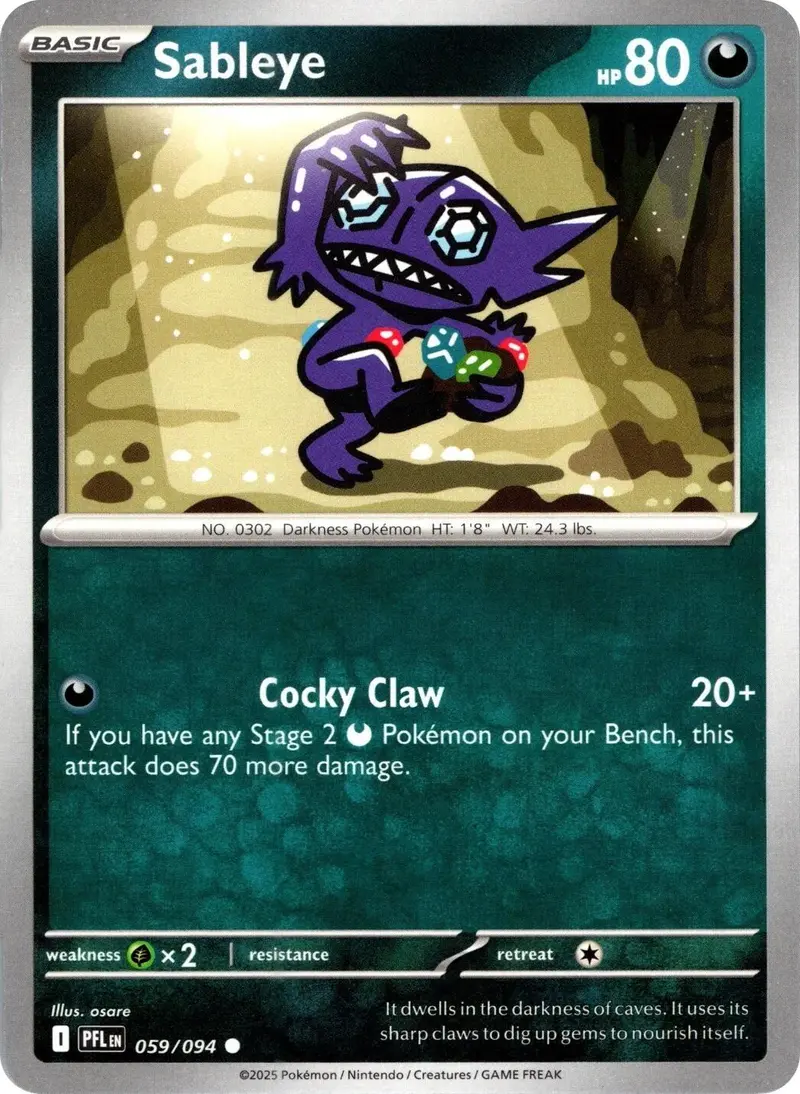 Sableye (059/094) (Reverse Holo) [Mega Evolution: Phantasmal Flames] 1