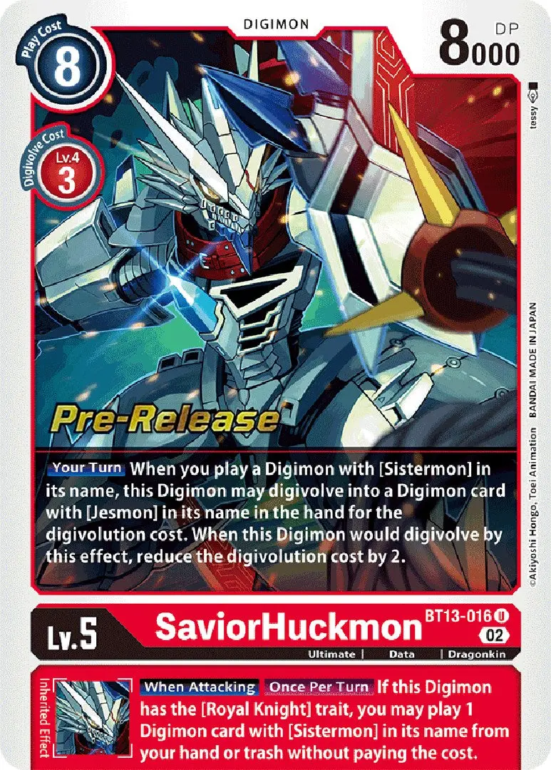 Saviorhuckmon [Bt13-016] [Versus Royal Knights Booster Pre-Release Cards] 1