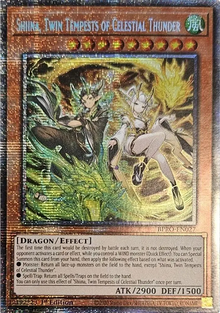 Shiina, Twin Tempests Of Celestial Thunder [Bpro-En027] Starlight Rare 1
