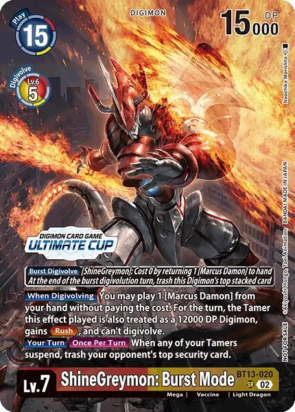 Shinegreymon: Burst Mode [Bt13-020] (Ultimate Cup 2024) [Versus Royal Knights Booster] 1