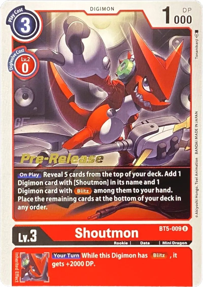 Shoutmon [Bt5-009] [Battle Of Omni Pre-Release Promos] 1