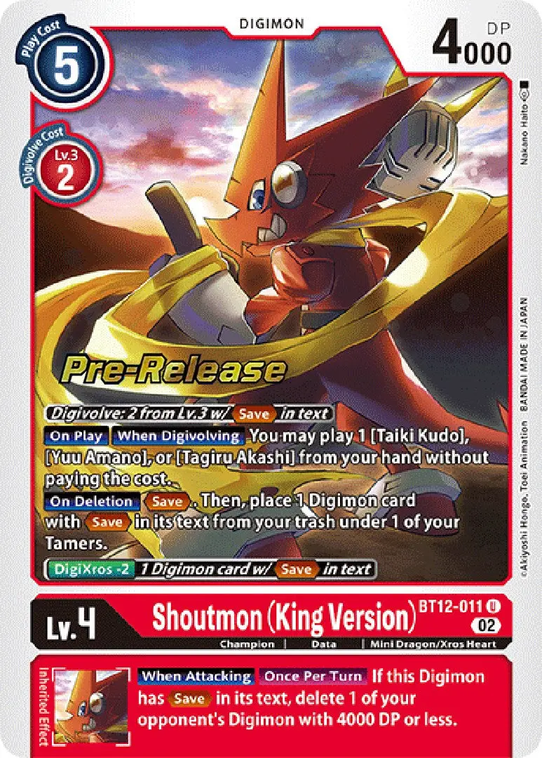 Shoutmon (King Version) [Bt12-011] [Across Time Pre-Release Cards] 1