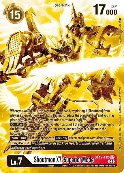 Shoutmon X7: Superior Mode [Bt12-112] (Alternate Art - Gold) [Across Time] 1